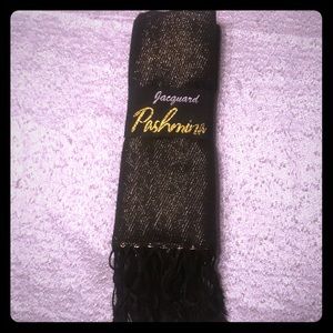 COPY - 🆕 Jacquard Pashmina Black & Gold Scarf